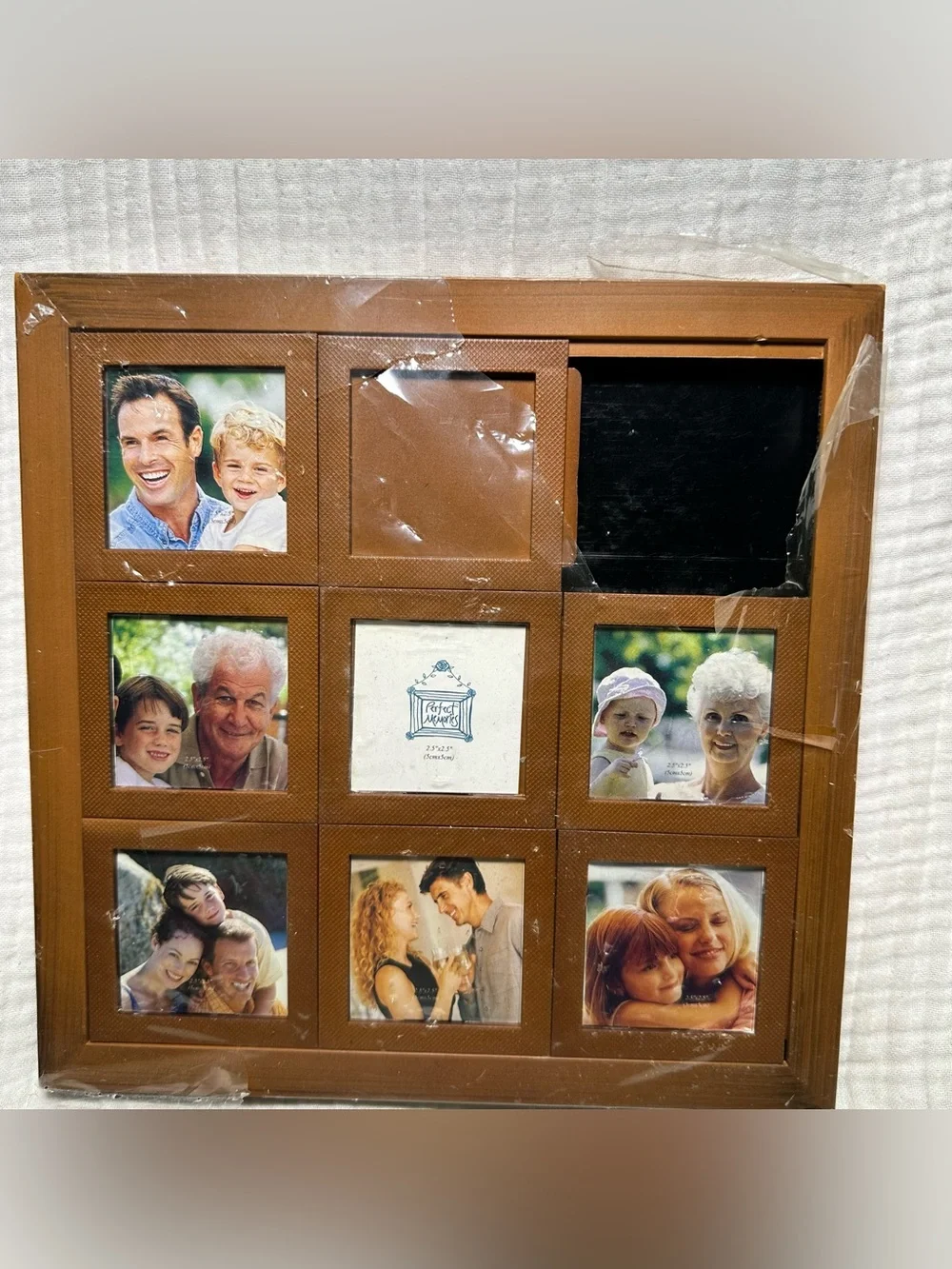 VTG 90 Interactive Sliding Collage Picture Frame-Desktop Nostalgia Faux Wood NOS